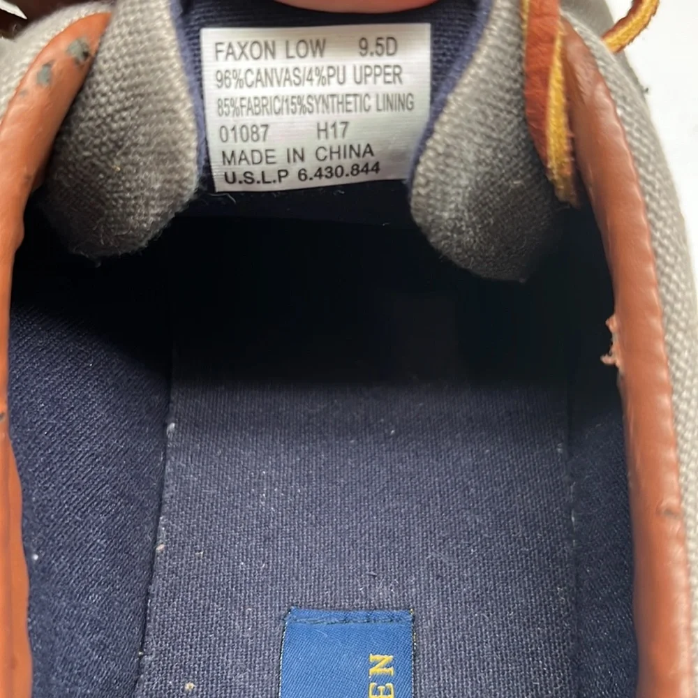 Polo‎ Ralph Lauren Faxon Low Gray Canvas Sneaker Mens Sz 9.5D Blue Pony